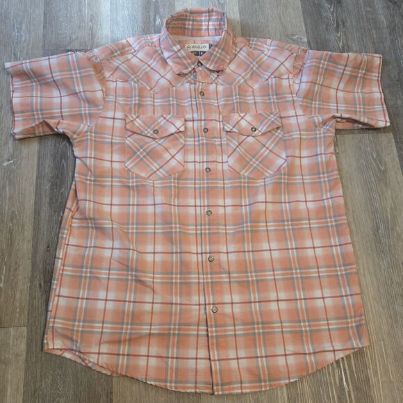 Magellan Outdoors Plaid Western Short Sleeve Shirt‎ Casual men's medium - Picture 1 of 9